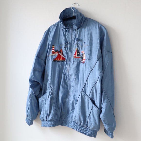 Vintage Exclusiv Embroidered Windbreaker, Size Large - Picture 2 of 15